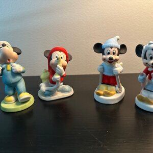 Mickey and Minnie Mouse Walt Disney Productions Ceramic Figurines 4" Qty. 4